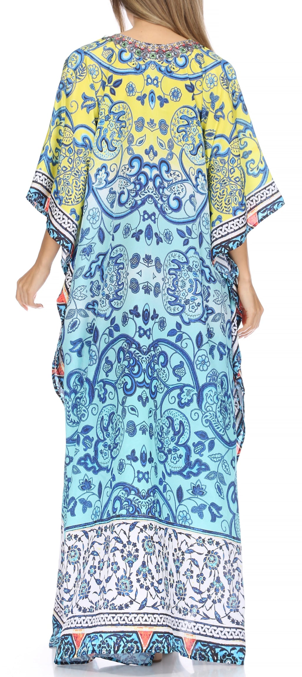 Sakkas Georgettina Flowy Long Caftan Dress/Cover Up