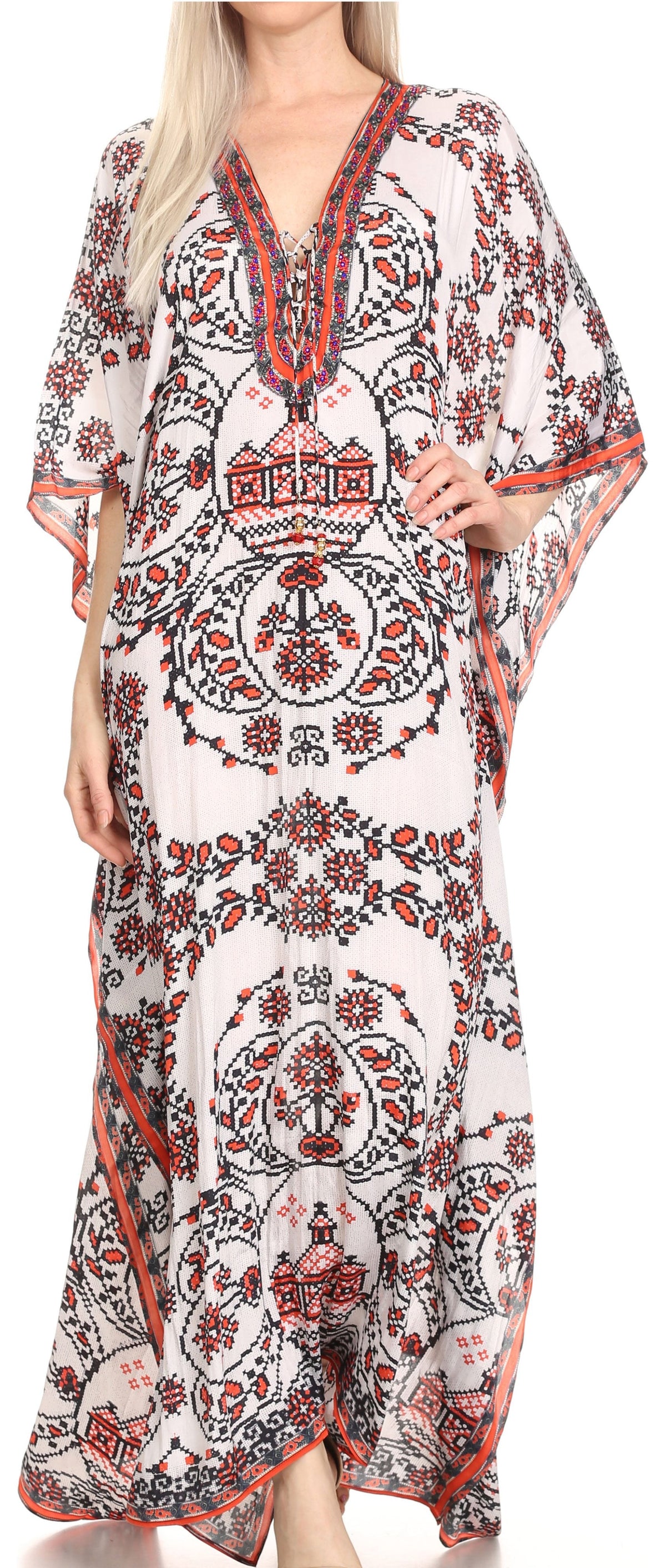 Sakkas Georgettina Flowy Long Caftan Dress/Cover Up