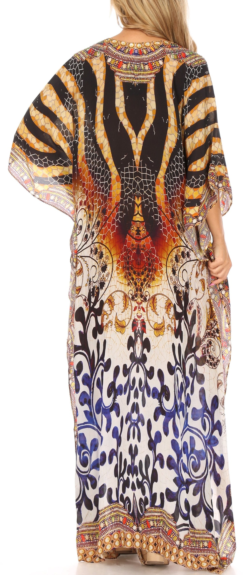 Sakkas Georgettina Flowy Long Caftan Dress/Cover Up