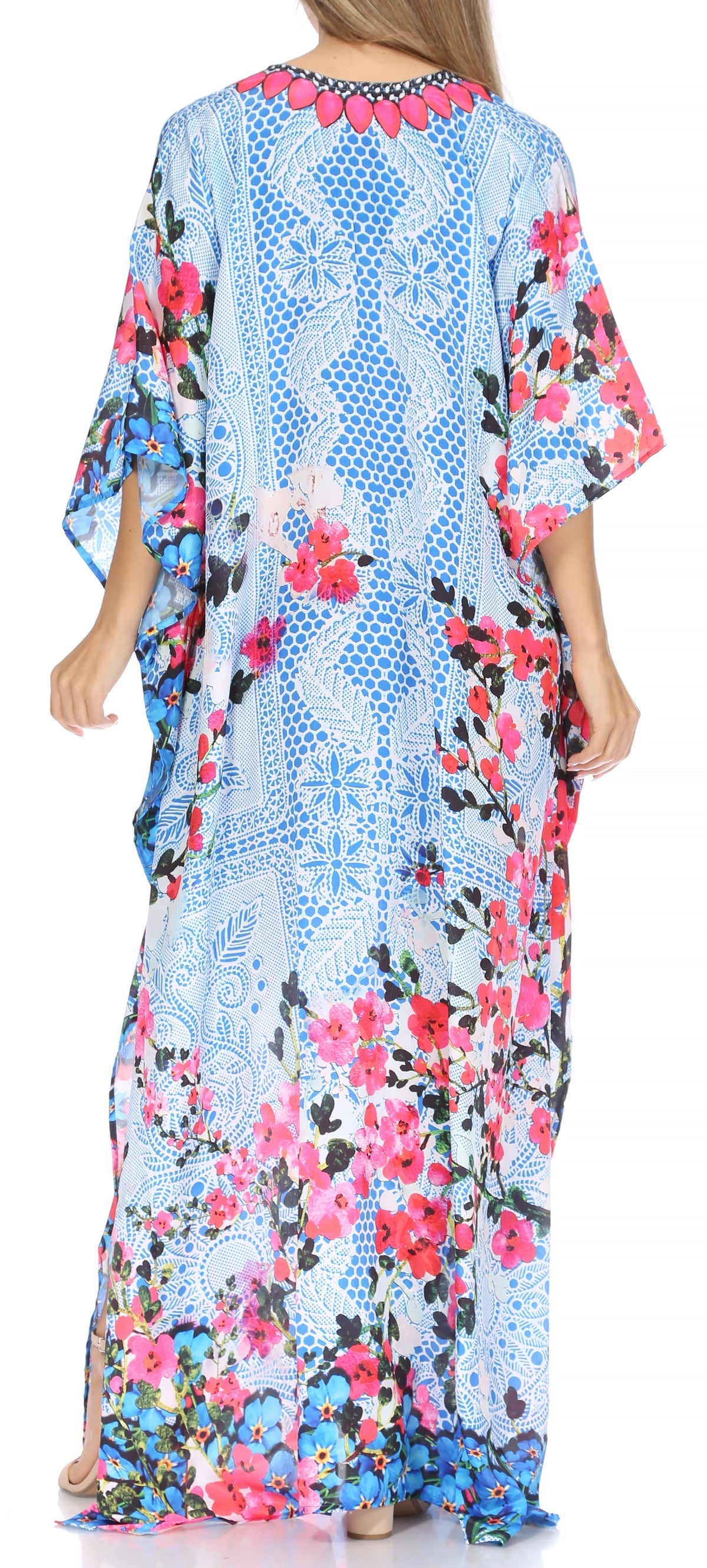 Sakkas Georgettina Flowy Long Caftan Dress/Cover Up