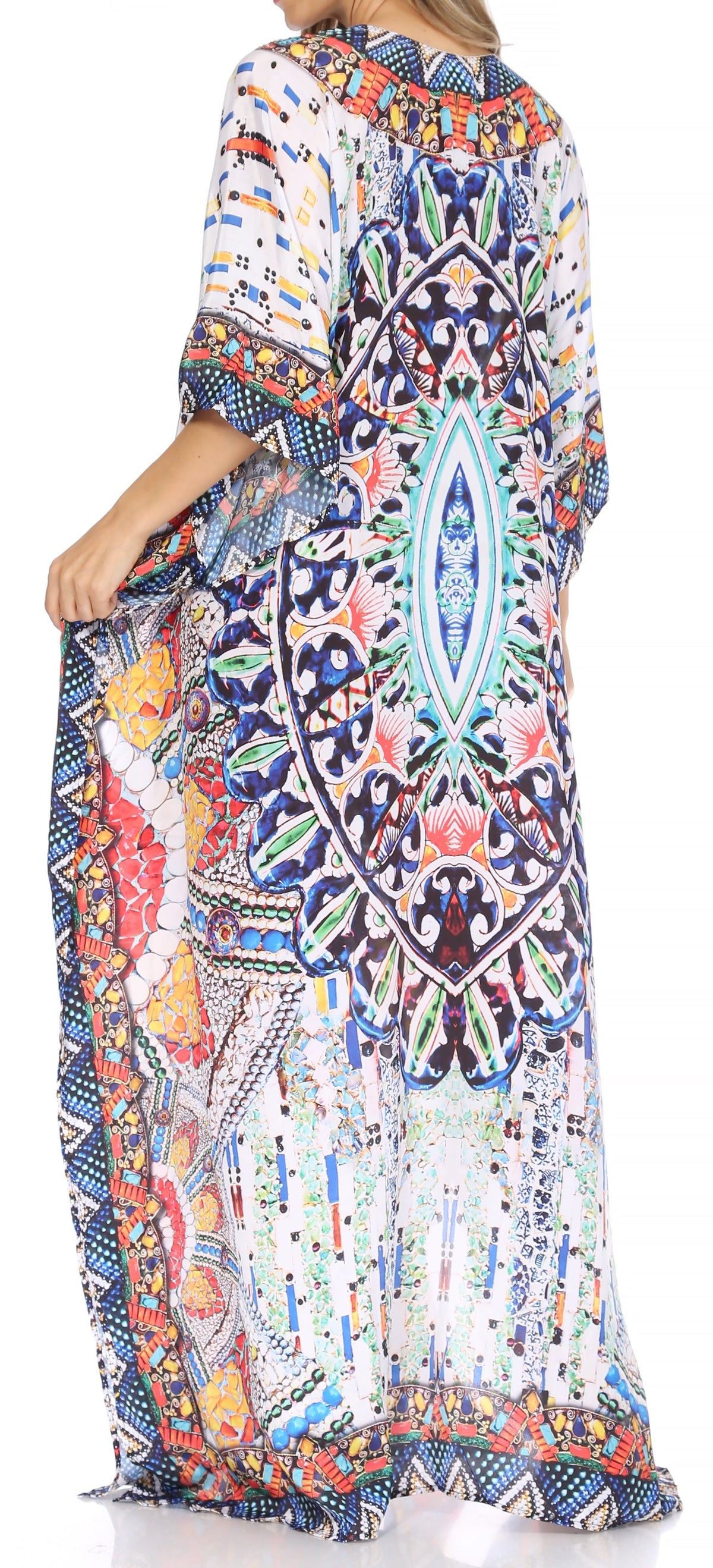 Sakkas Georgettina Flowy Long Caftan Dress/Cover Up