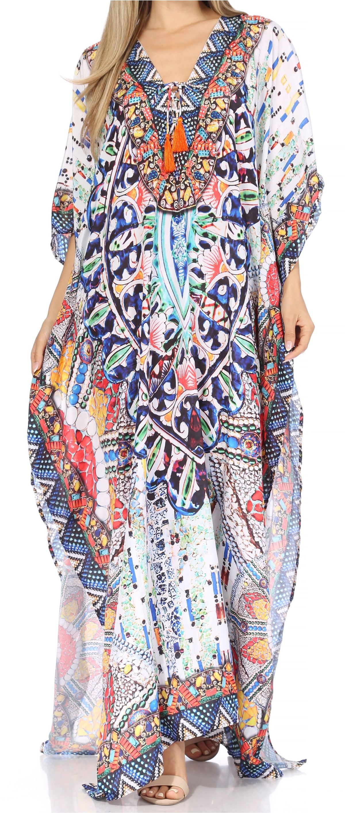 Sakkas Georgettina Flowy Long Caftan Dress/Cover Up