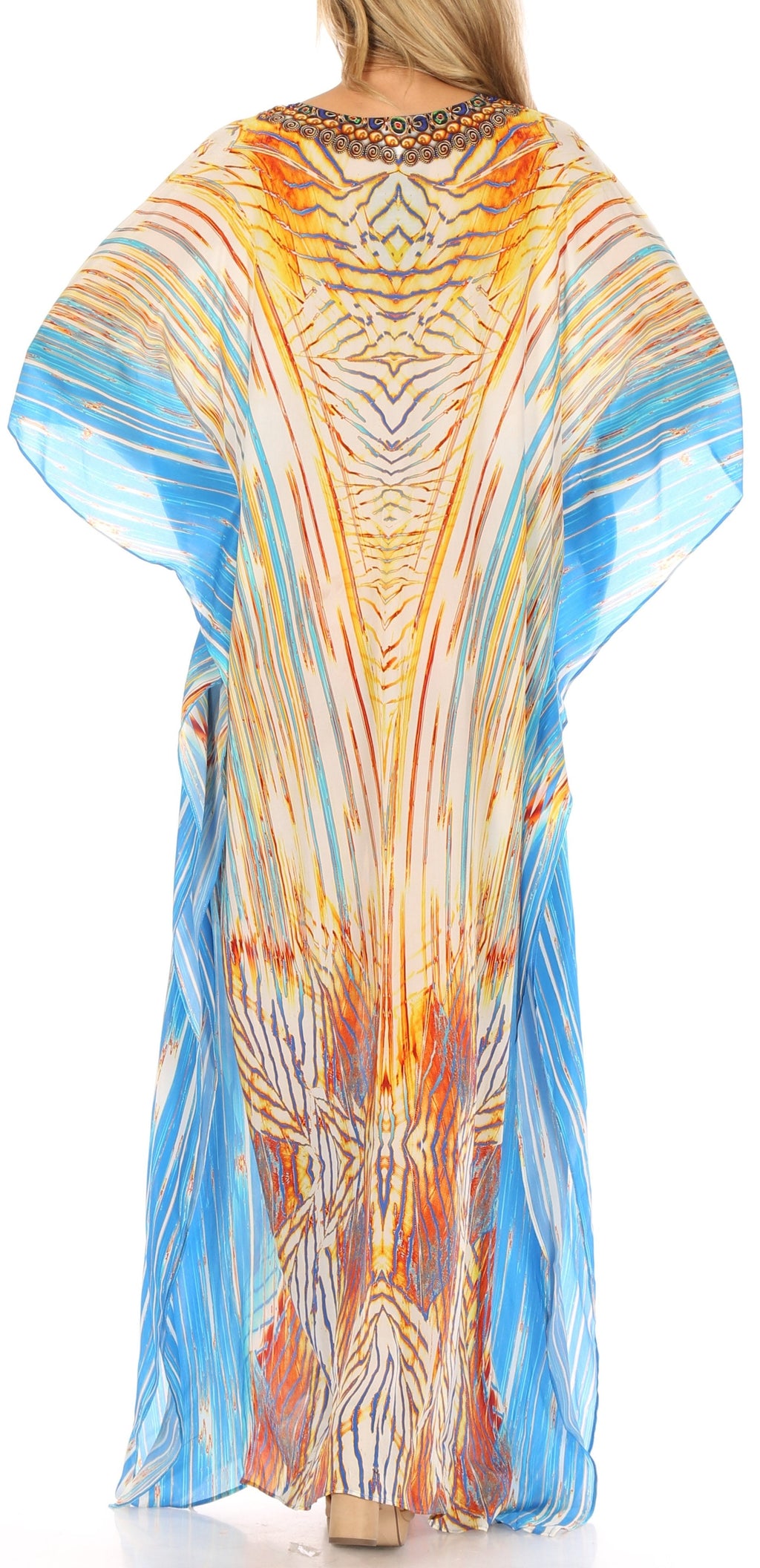 Sakkas Georgettina Flowy Long Caftan Dress/Cover Up