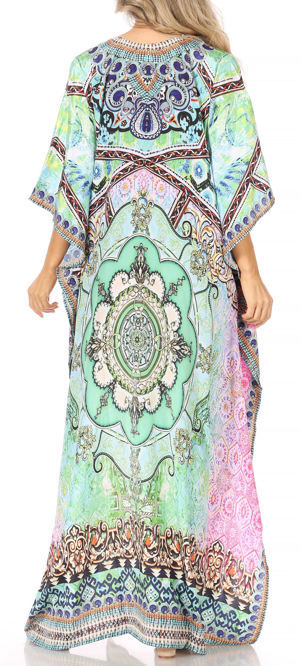 Sakkas Georgettina Flowy Long Caftan Dress/Cover Up