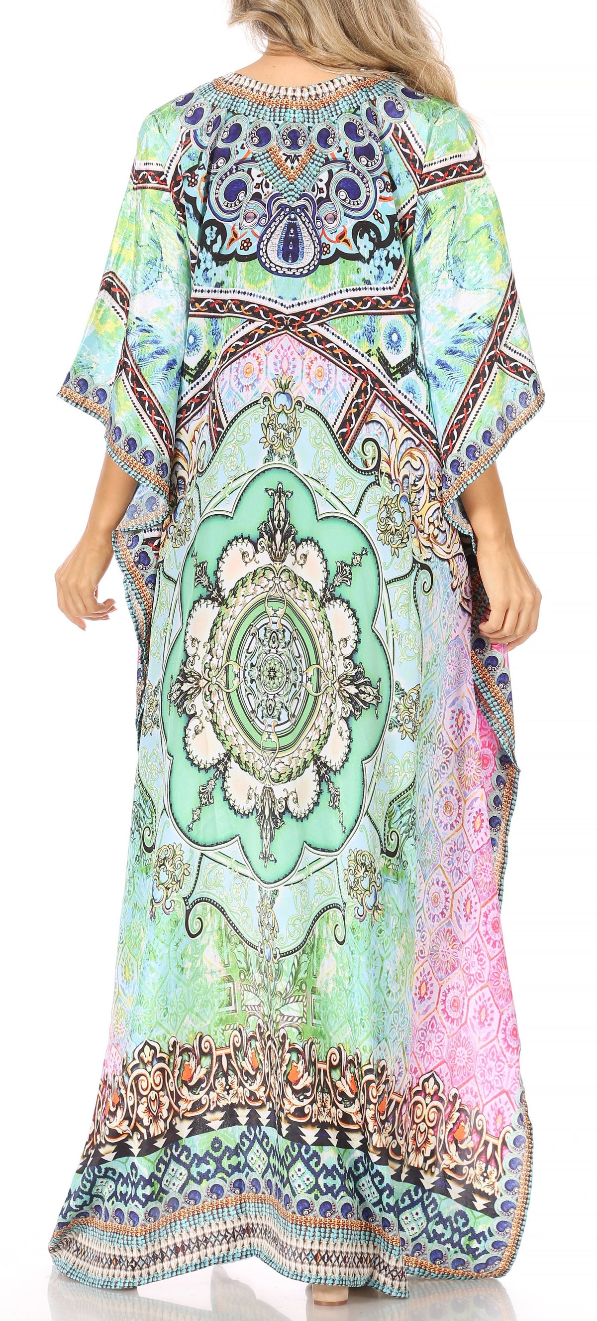 Sakkas Georgettina Flowy Long Caftan Dress/Cover Up