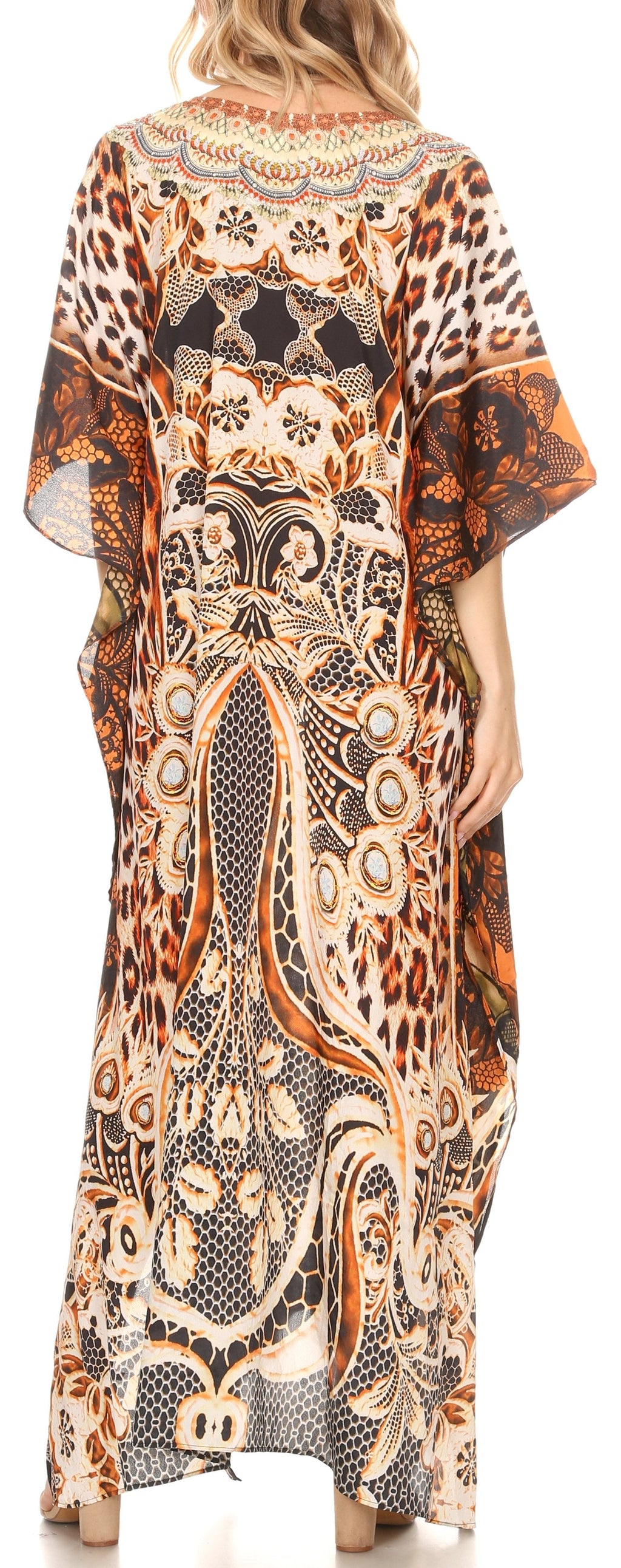 Sakkas Georgettina Flowy Long Caftan Dress/Cover Up