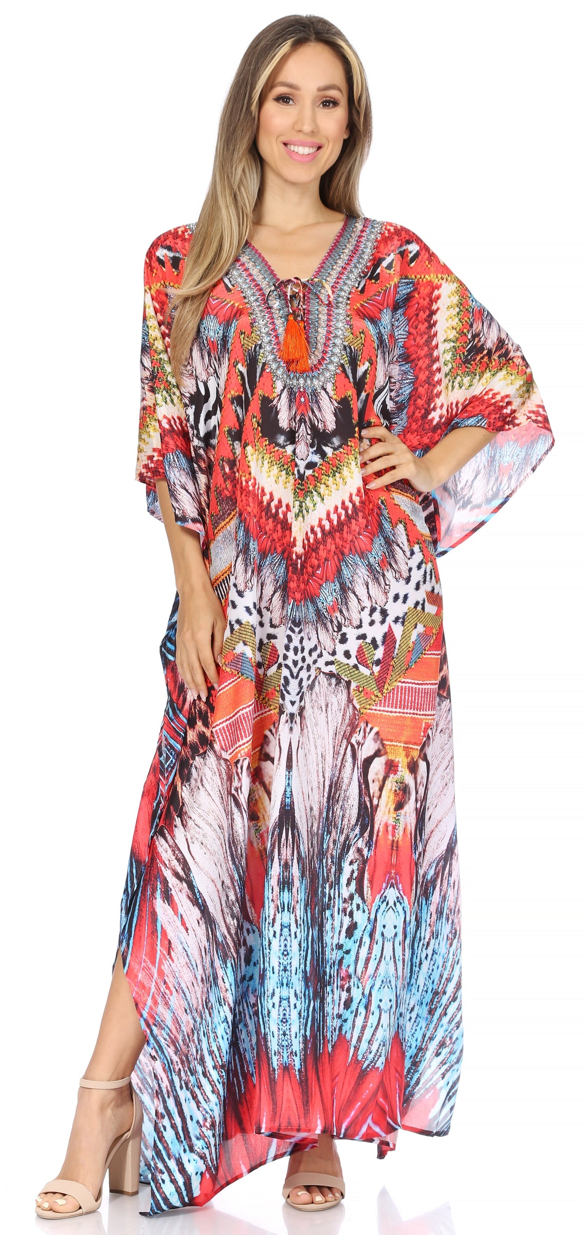 Sakkas Georgettina Flowy Long Caftan Dress/Cover Up