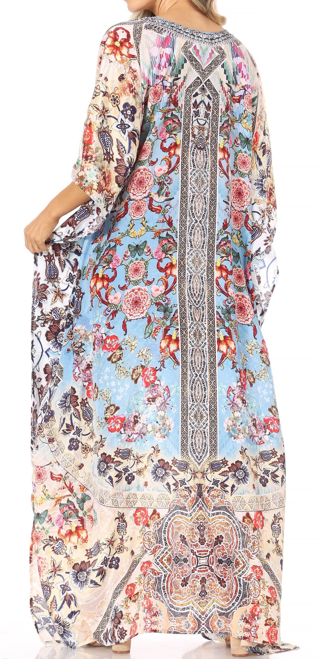 Sakkas Georgettina Flowy Long Caftan Dress/Cover Up