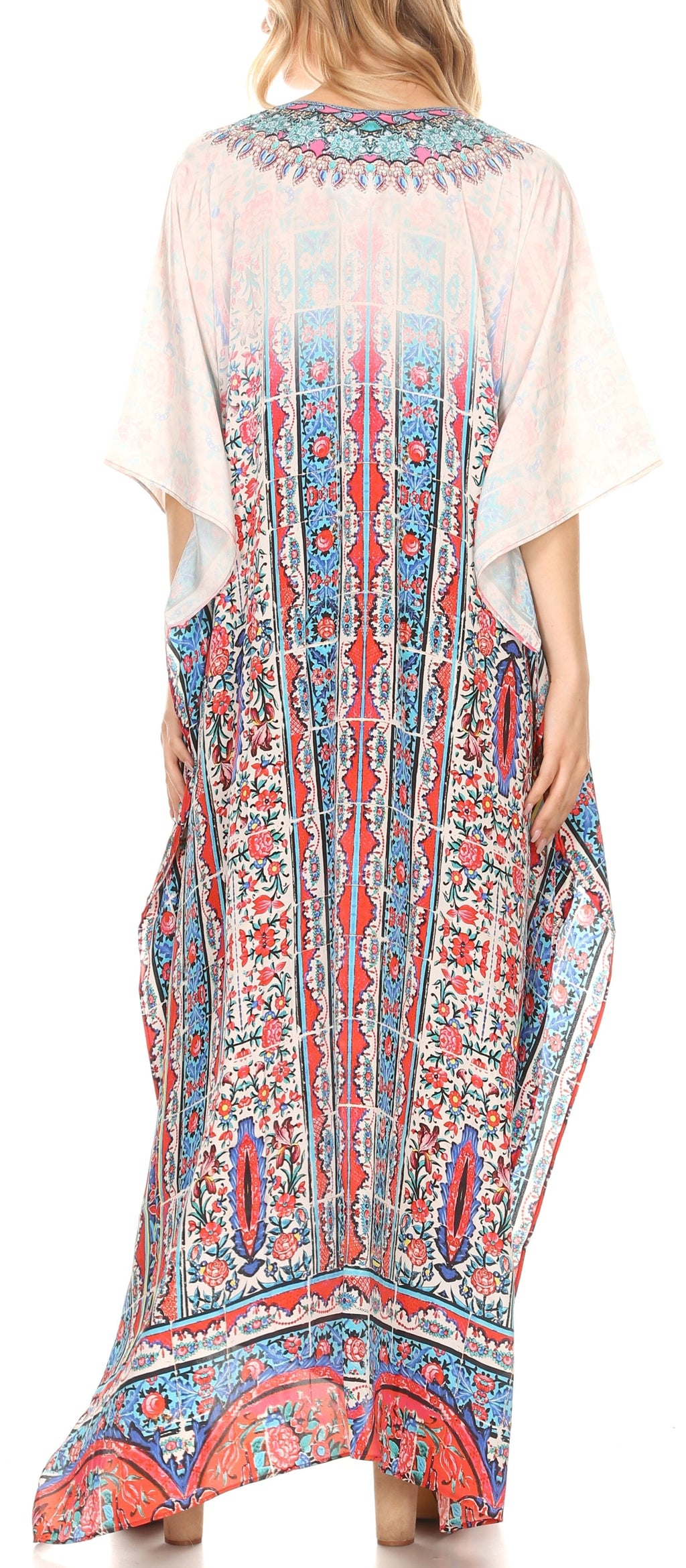 Sakkas Georgettina Flowy Long Caftan Dress/Cover Up