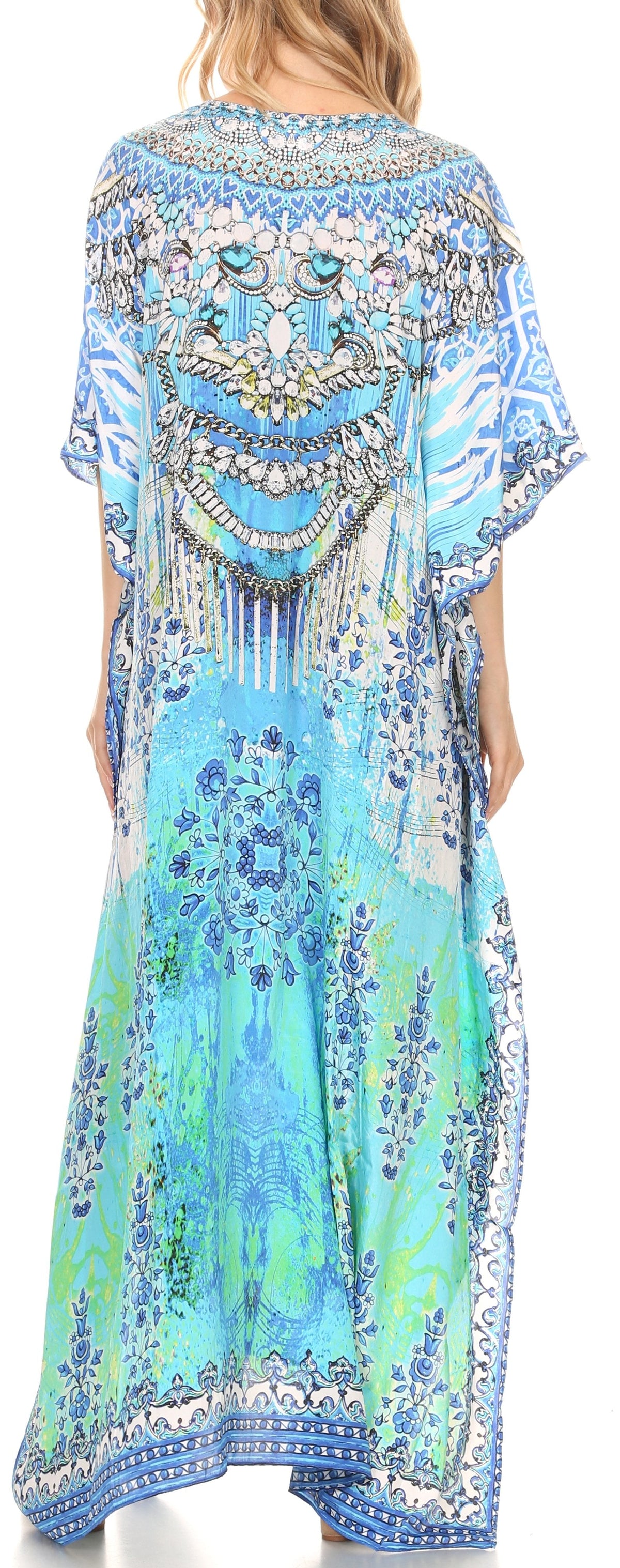 Sakkas Georgettina Flowy Long Caftan Dress/Cover Up