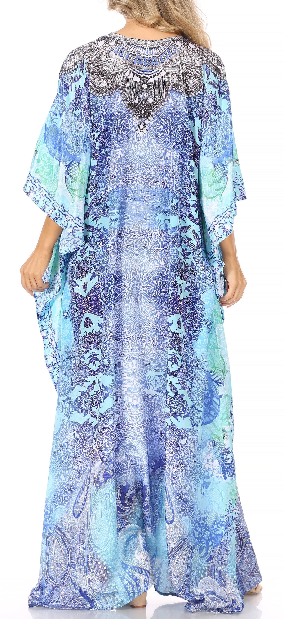 Sakkas Georgettina Flowy Long Caftan Dress/Cover Up