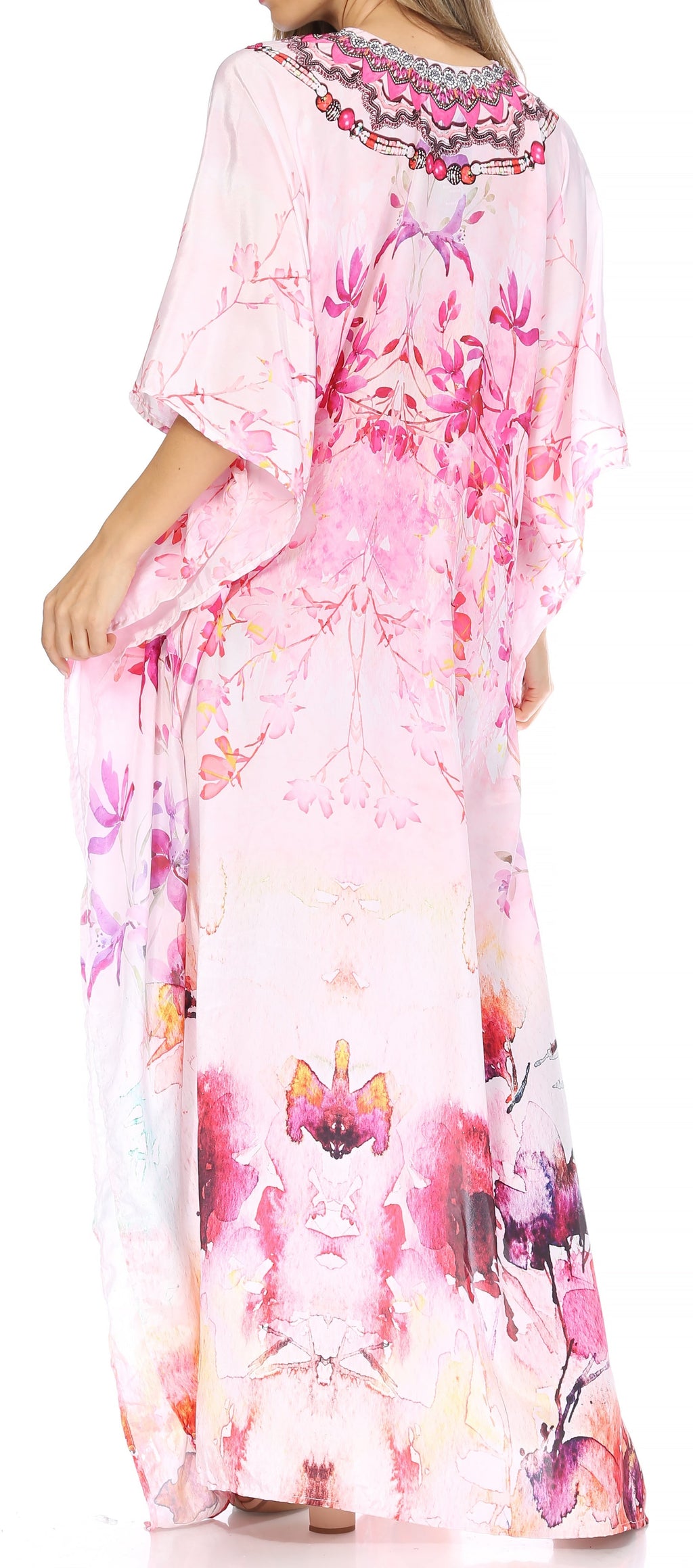 Sakkas Georgettina Flowy Long Caftan Dress/Cover Up