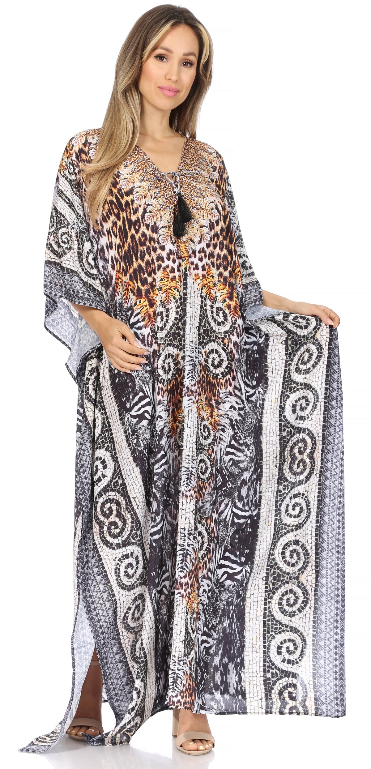 Sakkas Georgettina Flowy Long Caftan Dress/Cover Up