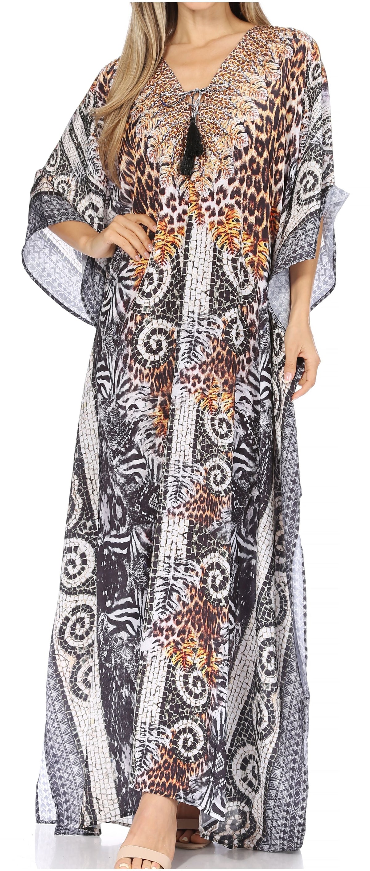 Sakkas Georgettina Flowy Long Caftan Dress/Cover Up