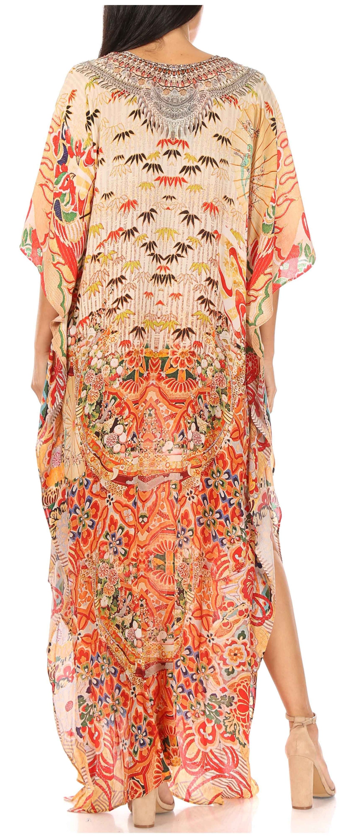Sakkas Georgettina Flowy Long Caftan Dress/Cover Up