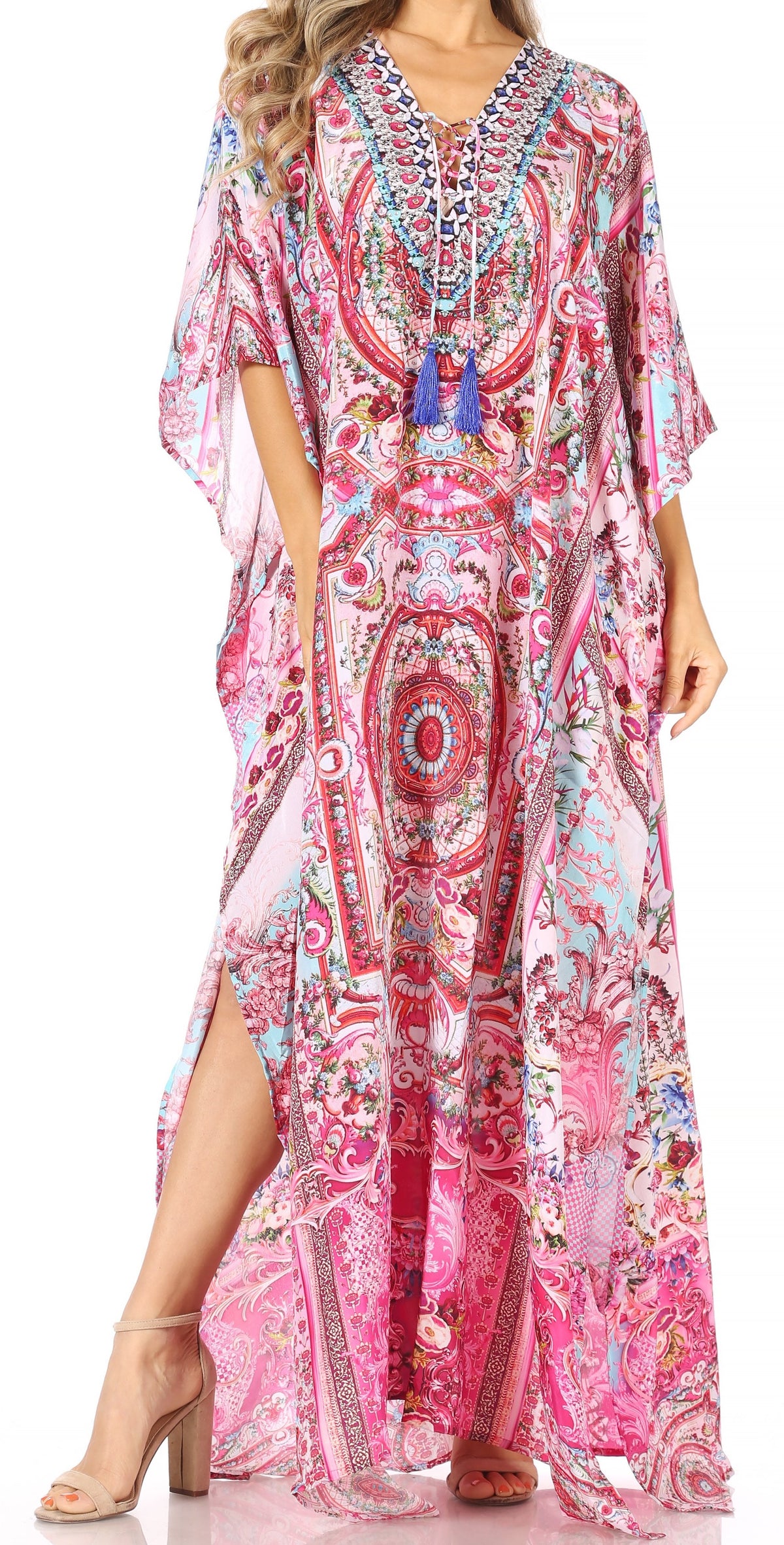 Sakkas Georgettina Flowy Long Caftan Dress/Cover Up