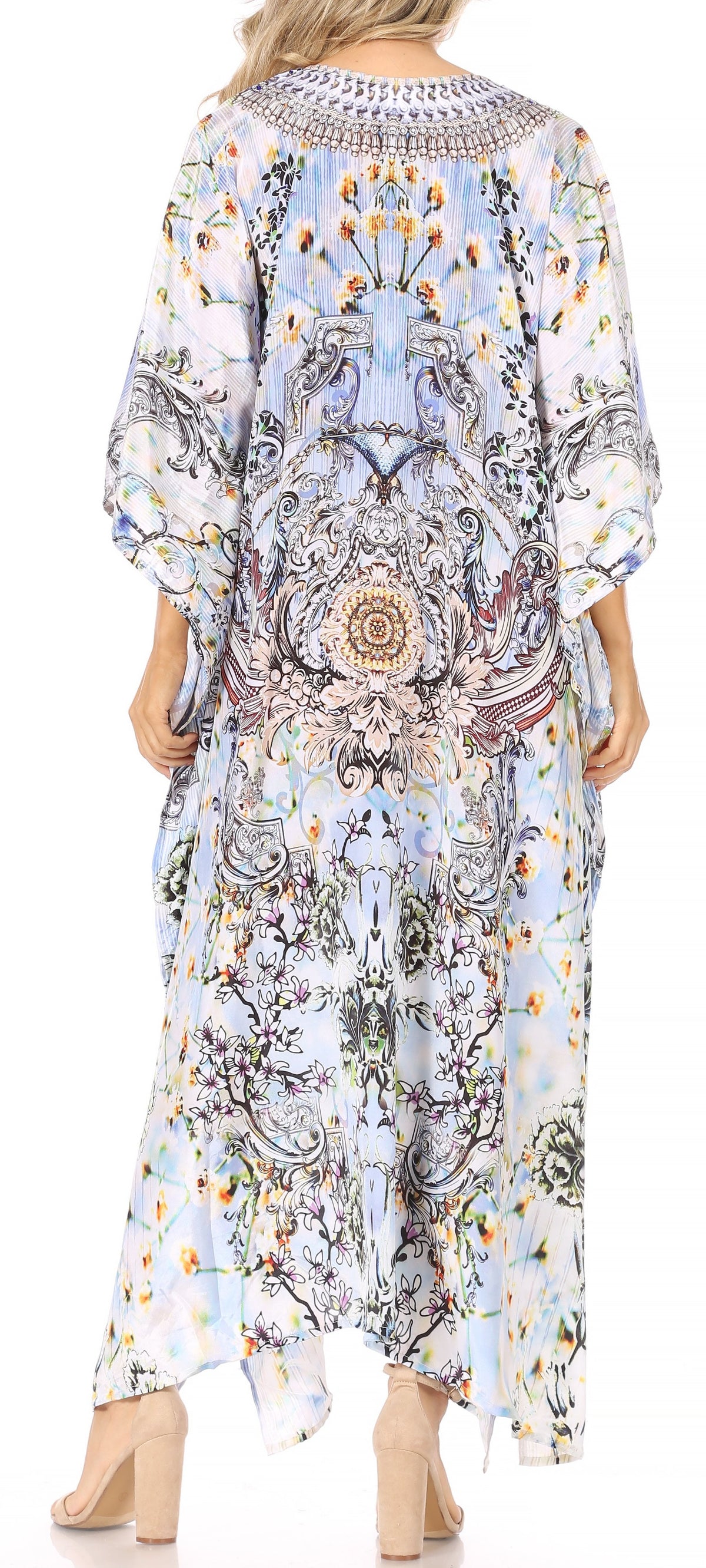 Sakkas Georgettina Flowy Long Caftan Dress/Cover Up