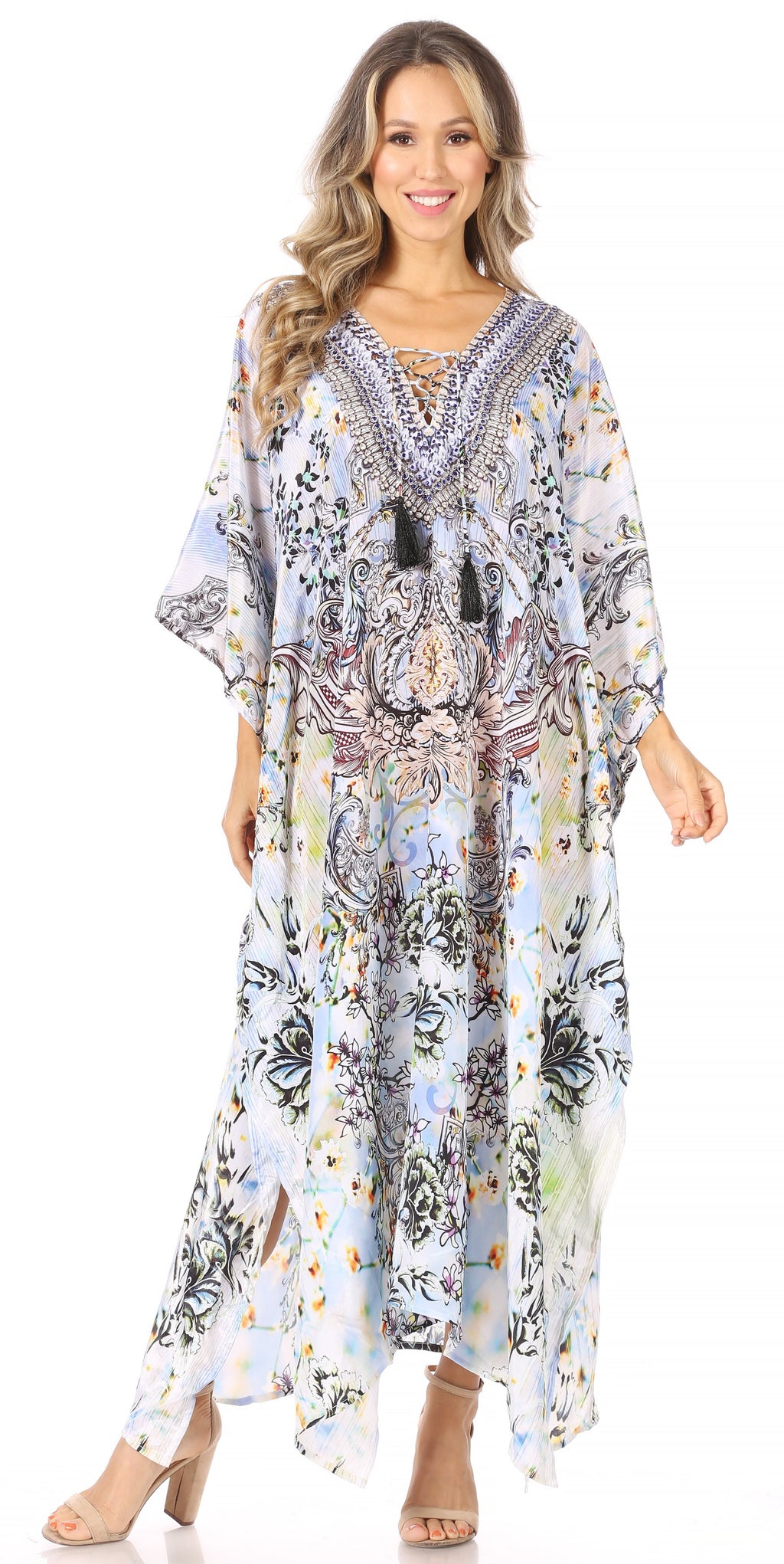 Sakkas Georgettina Flowy Long Caftan Dress/Cover Up