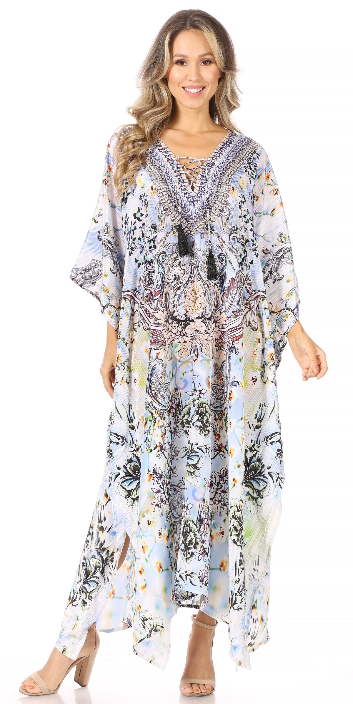Sakkas Georgettina Flowy Long Caftan Dress/Cover Up