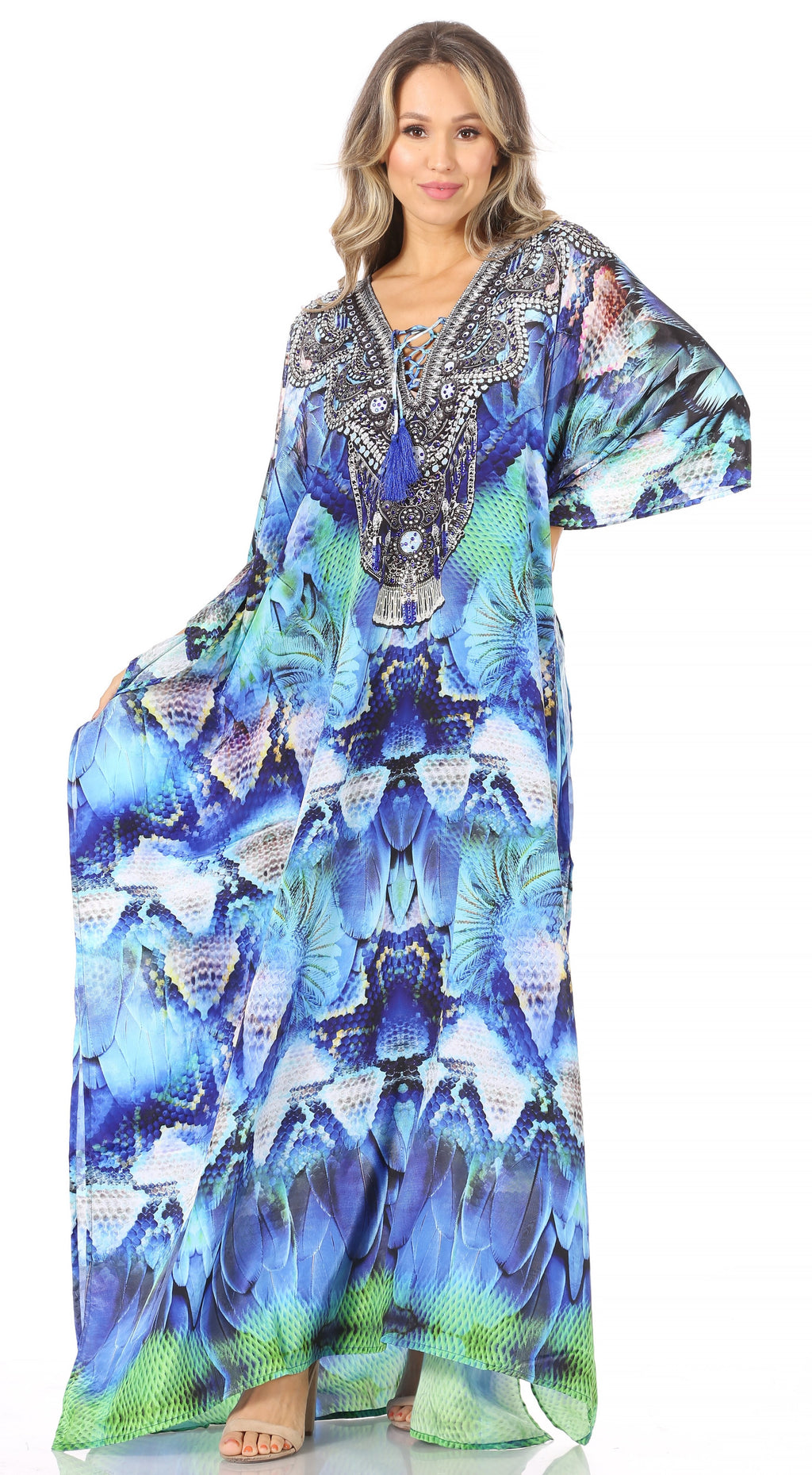 Sakkas Georgettina Flowy Long Caftan Dress/Cover Up