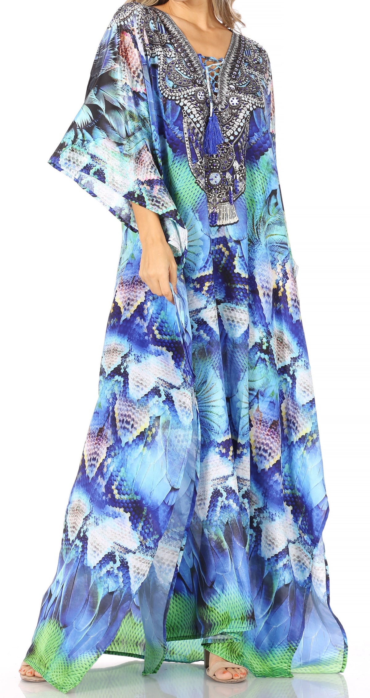 Sakkas Georgettina Flowy Long Caftan Dress/Cover Up