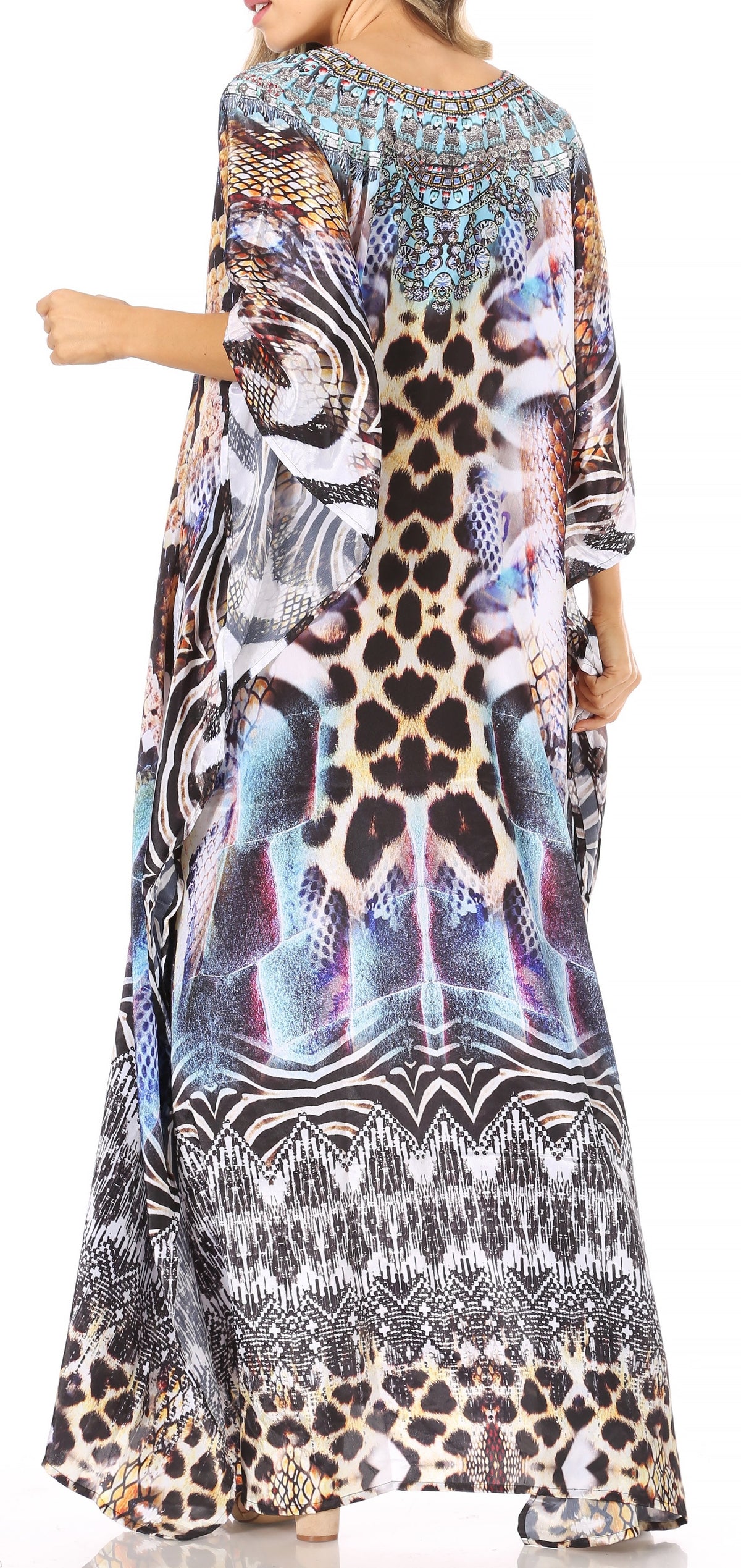 Sakkas Georgettina Flowy Long Caftan Dress/Cover Up