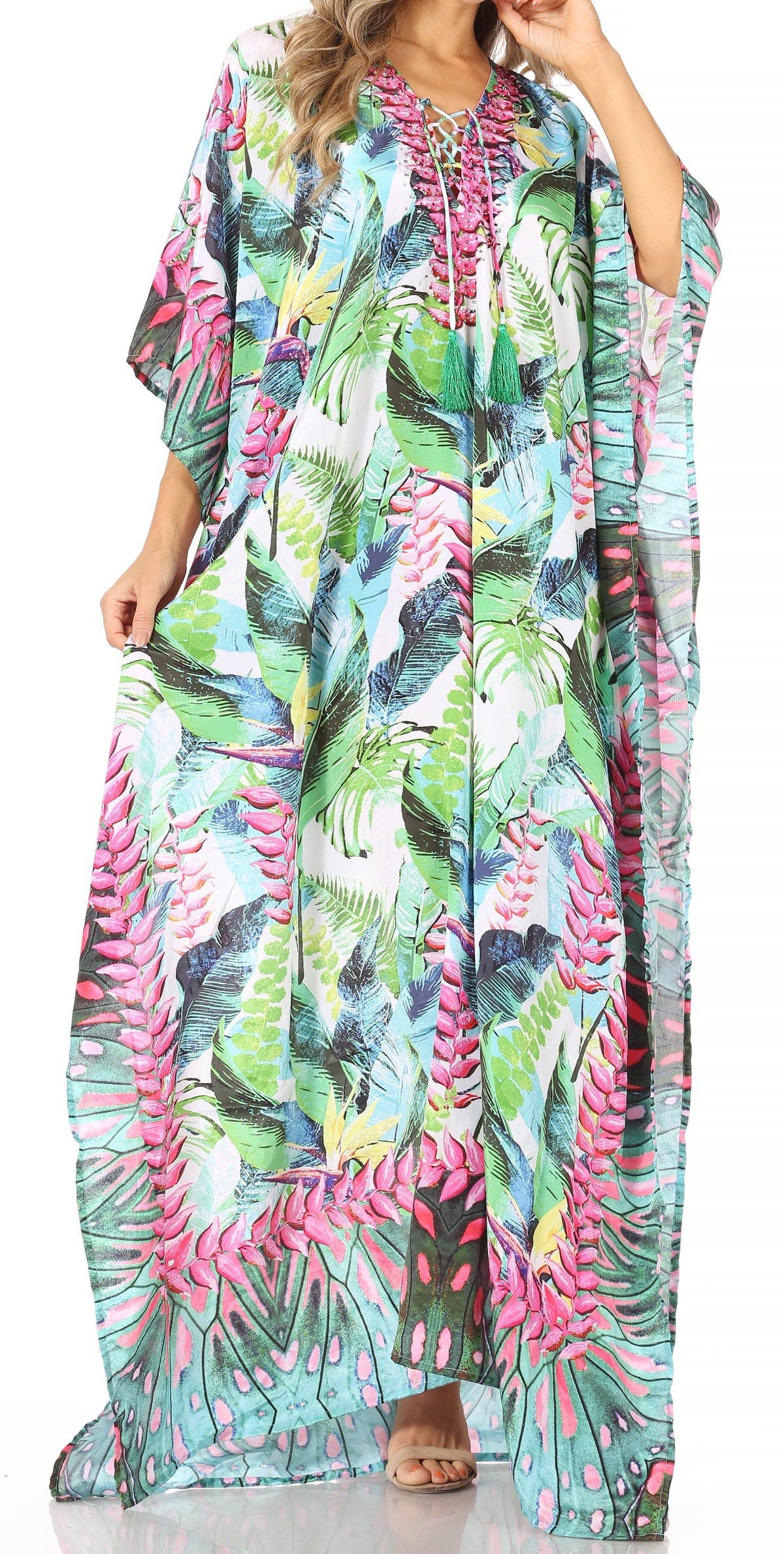 Sakkas Georgettina Flowy Long Caftan Dress/Cover Up