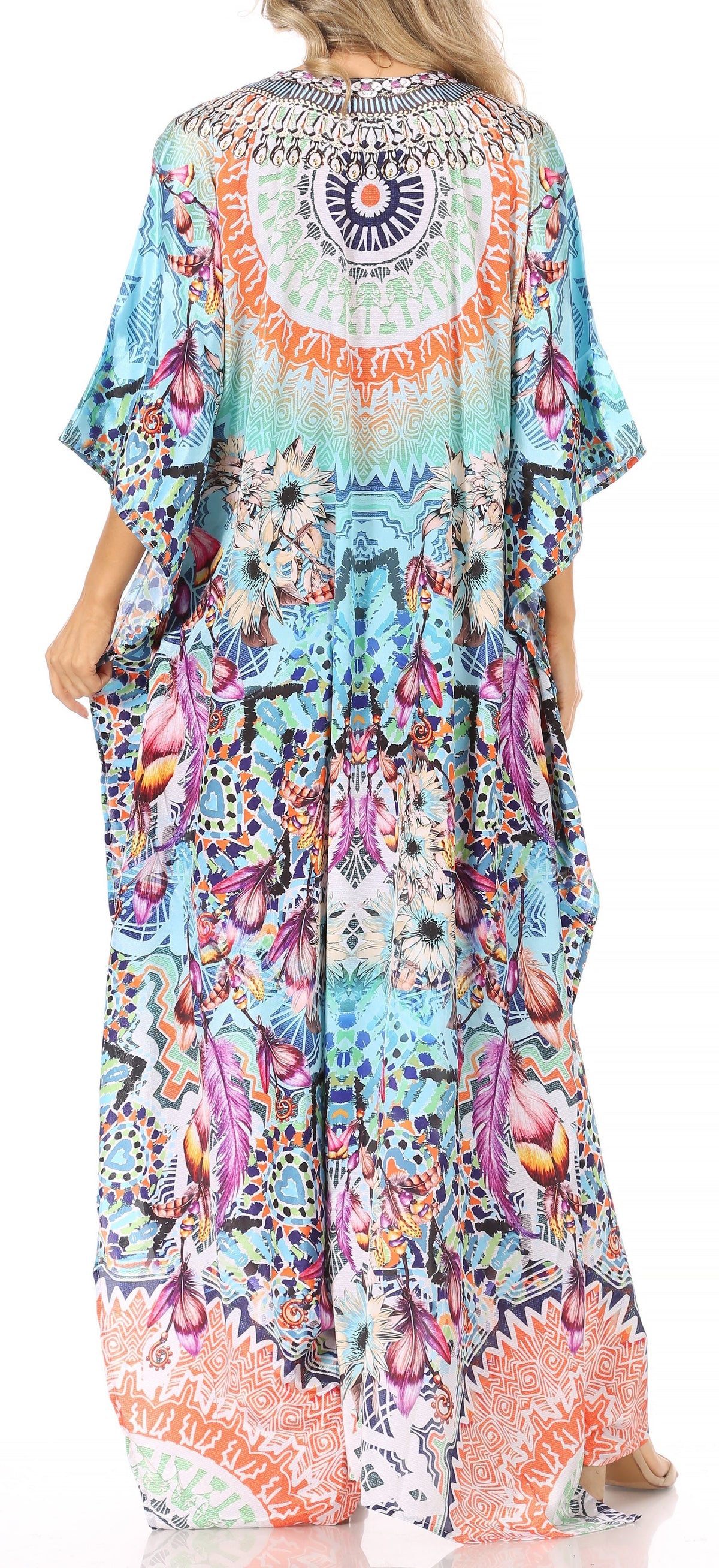 Sakkas Georgettina Flowy Long Caftan Dress/Cover Up