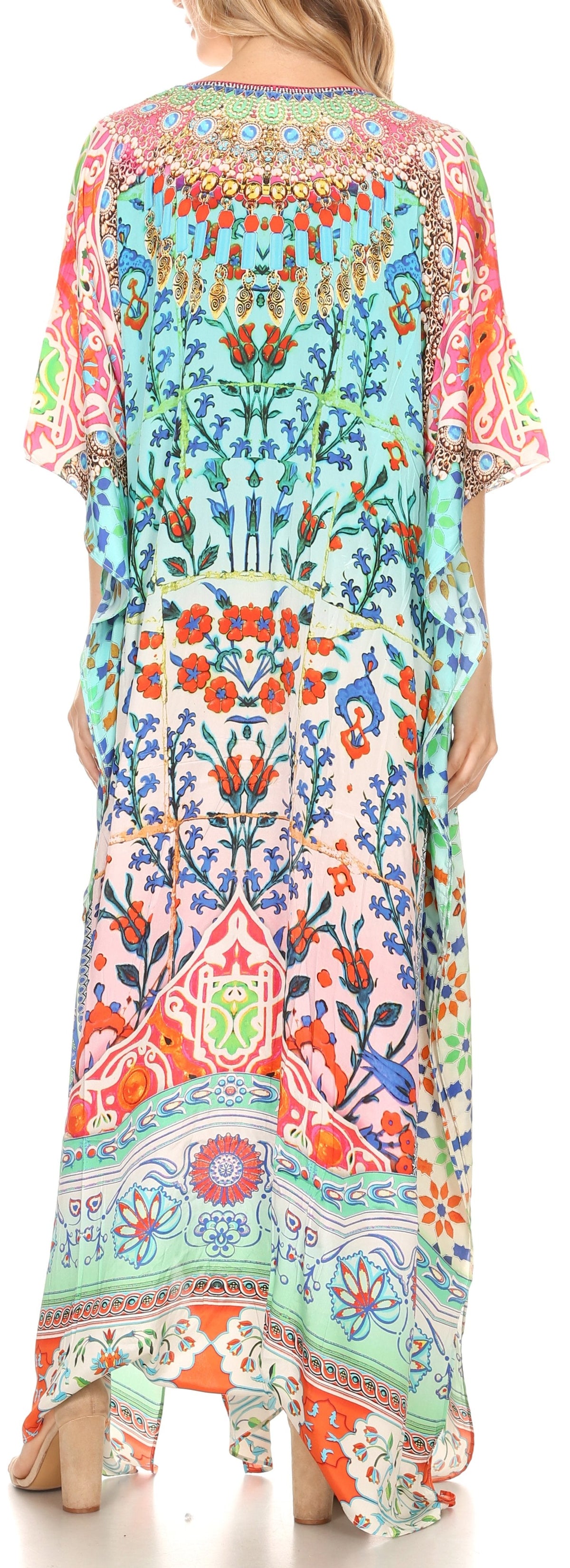 Sakkas Georgettina Flowy Long Caftan Dress/Cover Up