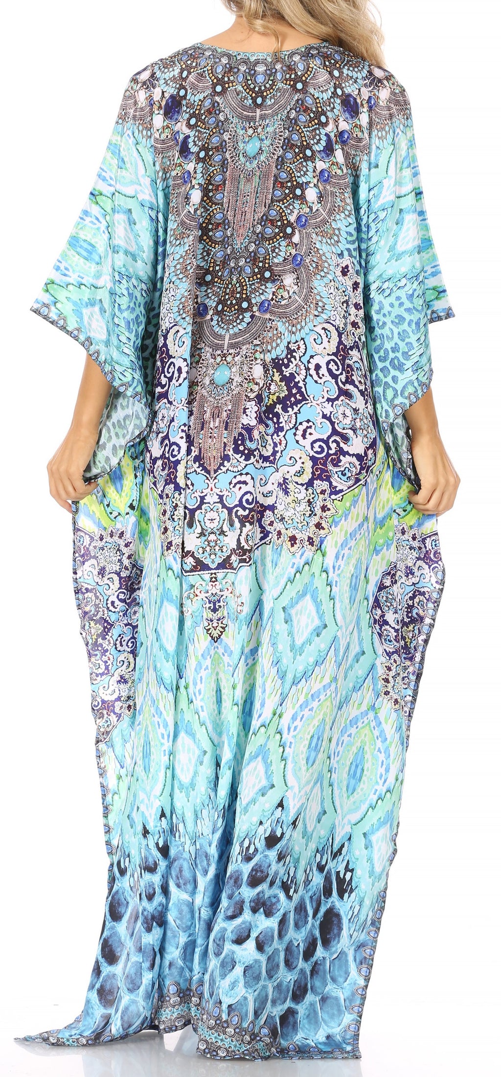 Sakkas Georgettina Flowy Long Caftan Dress/Cover Up