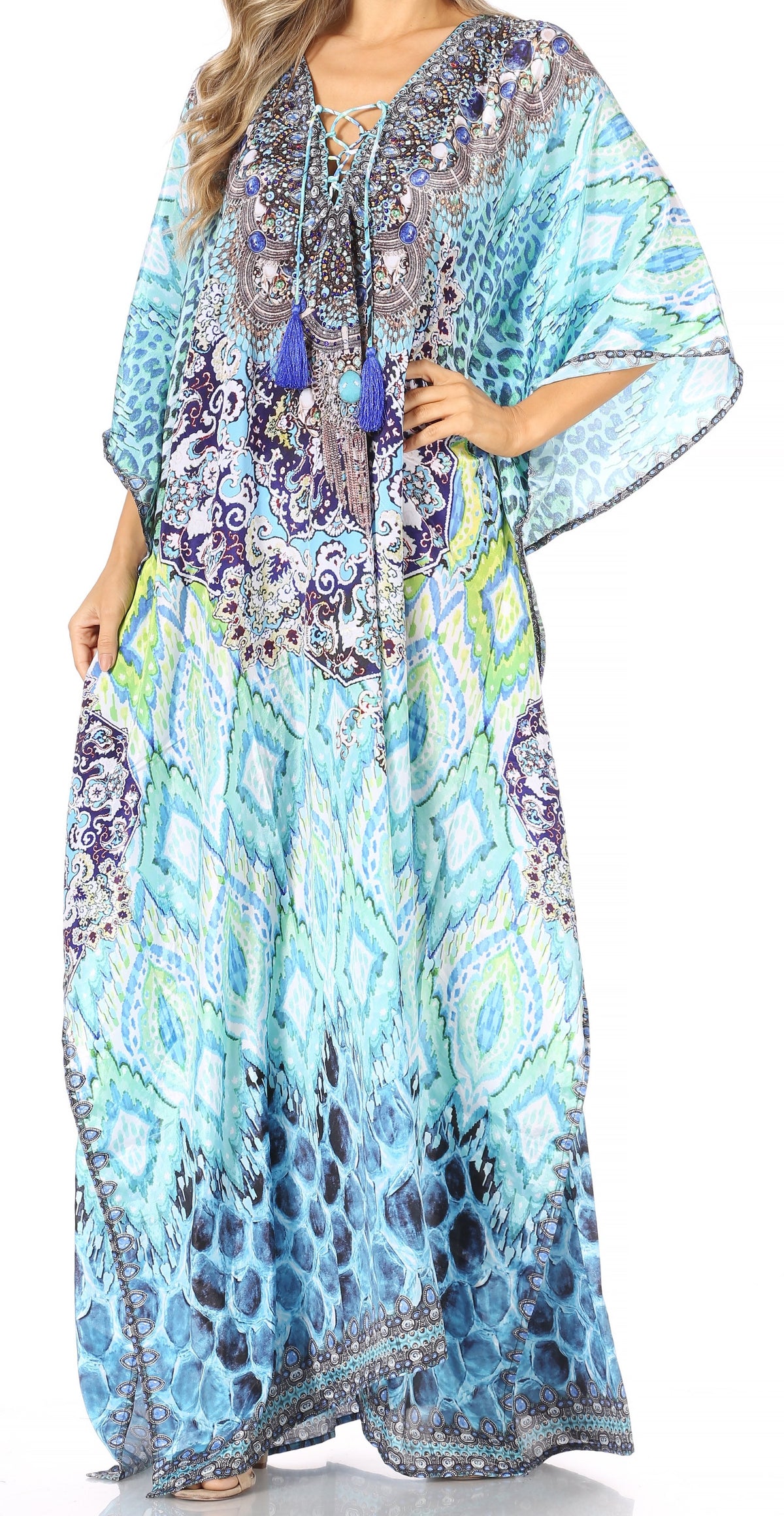 Sakkas Georgettina Flowy Long Caftan Dress/Cover Up