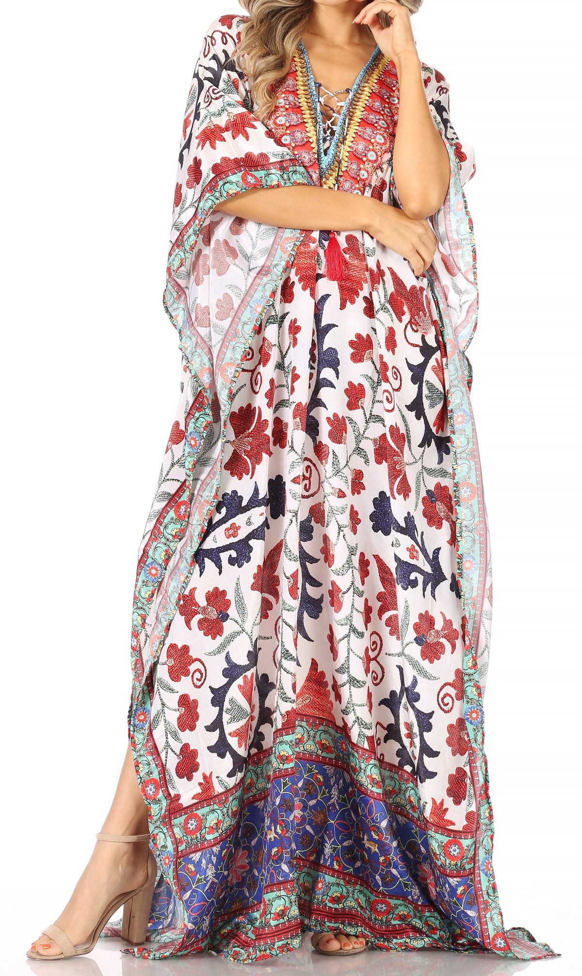 Sakkas Georgettina Flowy Long Caftan Dress/Cover Up