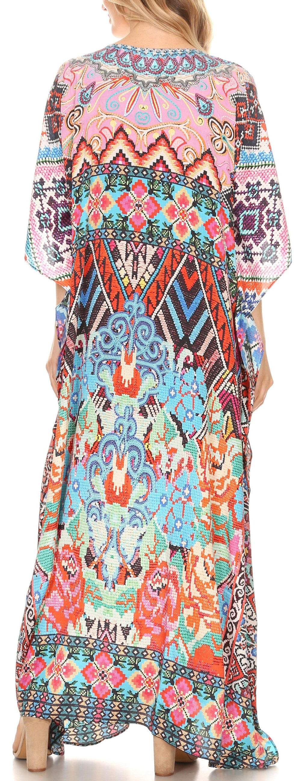 Sakkas Georgettina Flowy Long Caftan Dress/Cover Up