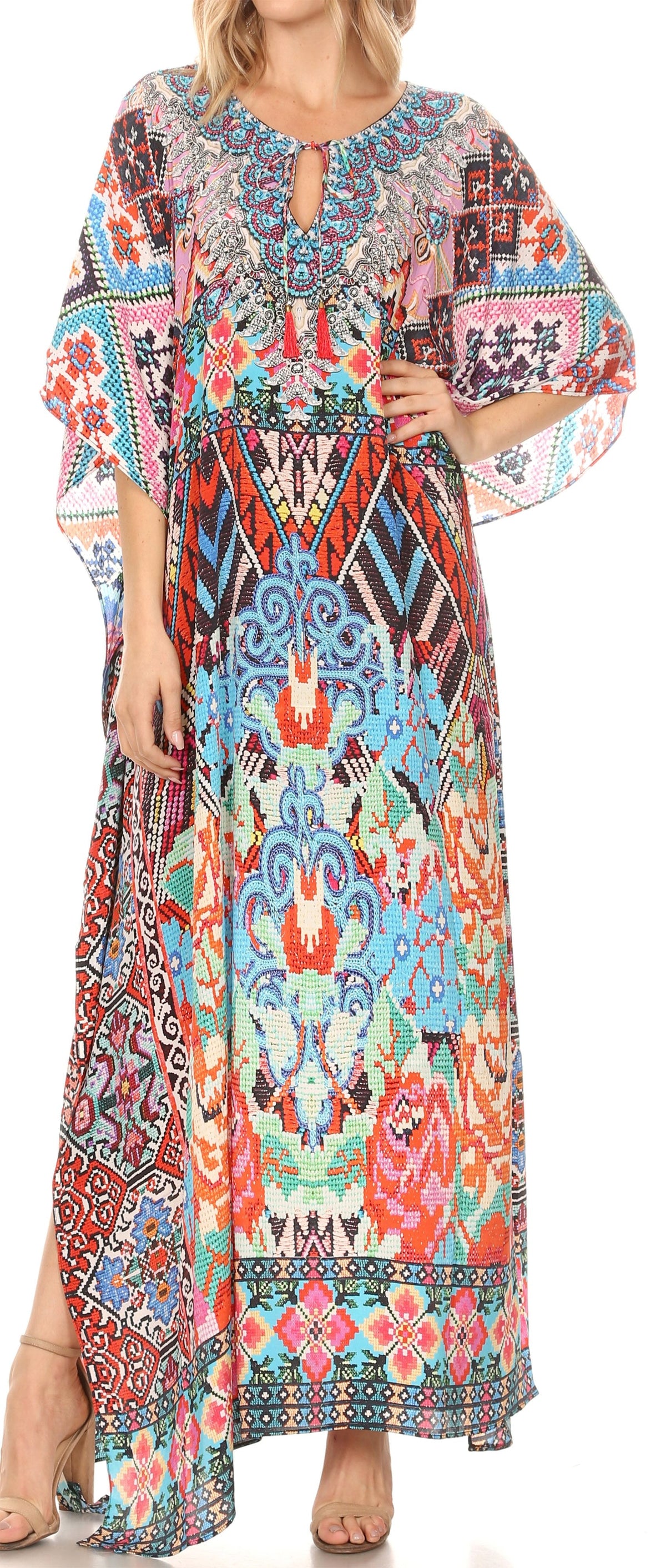 Sakkas Georgettina Flowy Long Caftan Dress/Cover Up