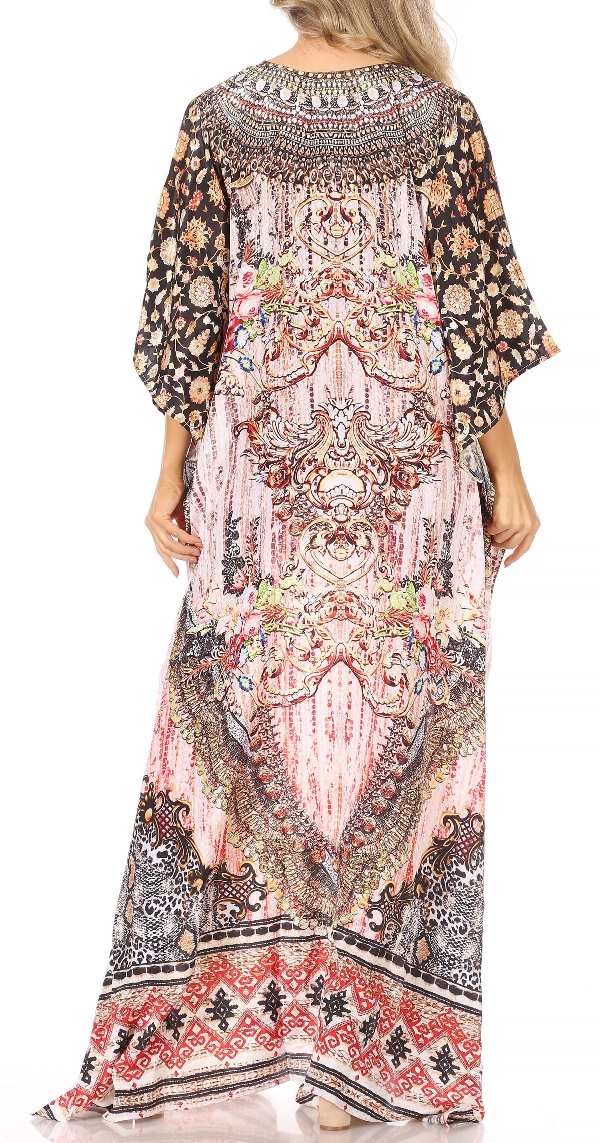 Sakkas Georgettina Flowy Long Caftan Dress/Cover Up