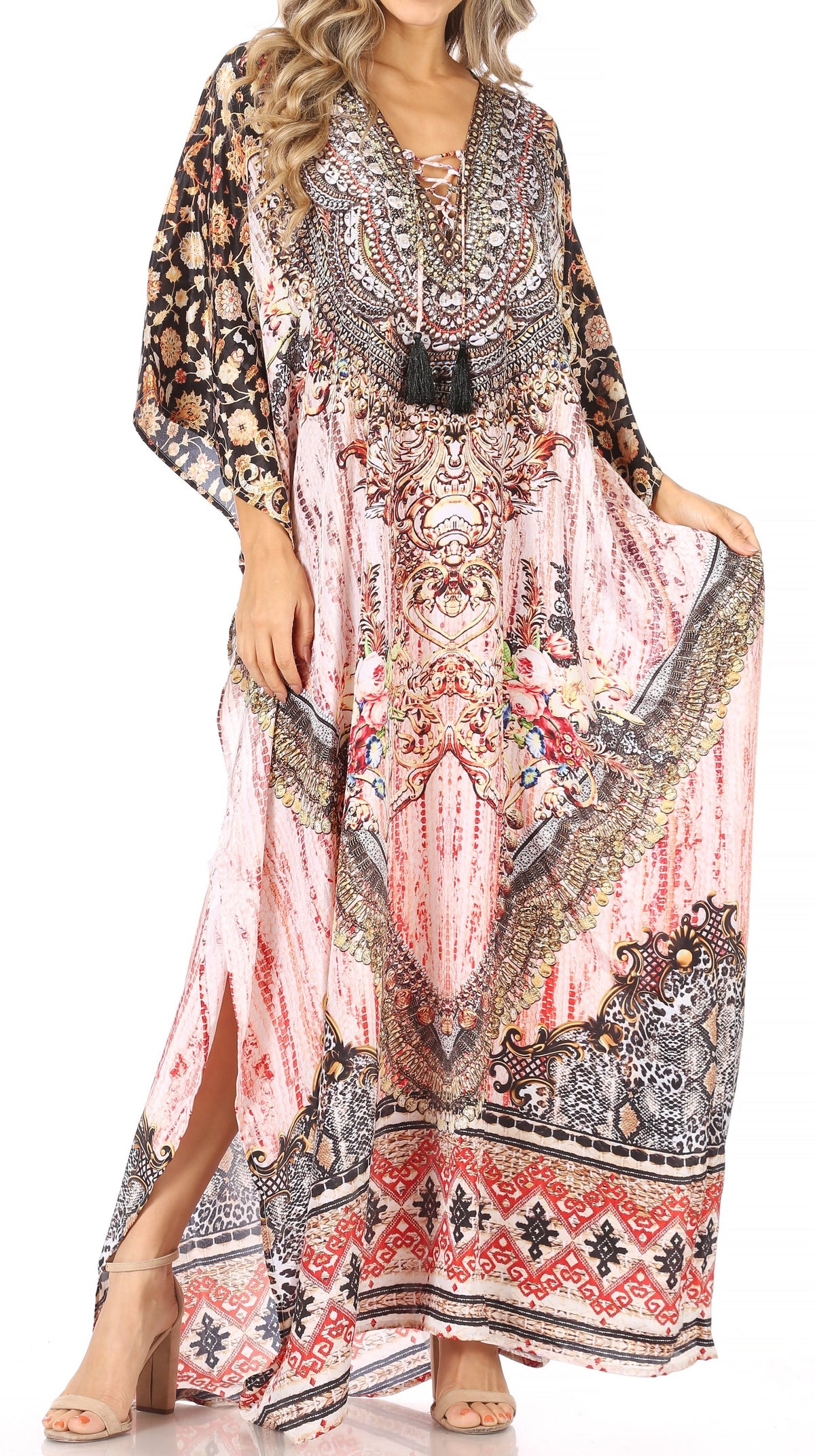 Sakkas Georgettina Flowy Long Caftan Dress/Cover Up