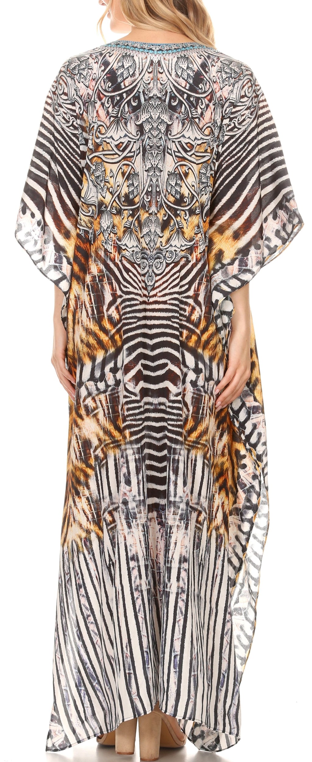 Sakkas Georgettina Flowy Long Caftan Dress/Cover Up